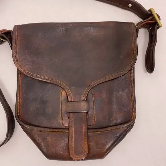 Vintage 1970's Coach Courier Pouch 8920 Leather Bag Brown - Picture 2 of 7